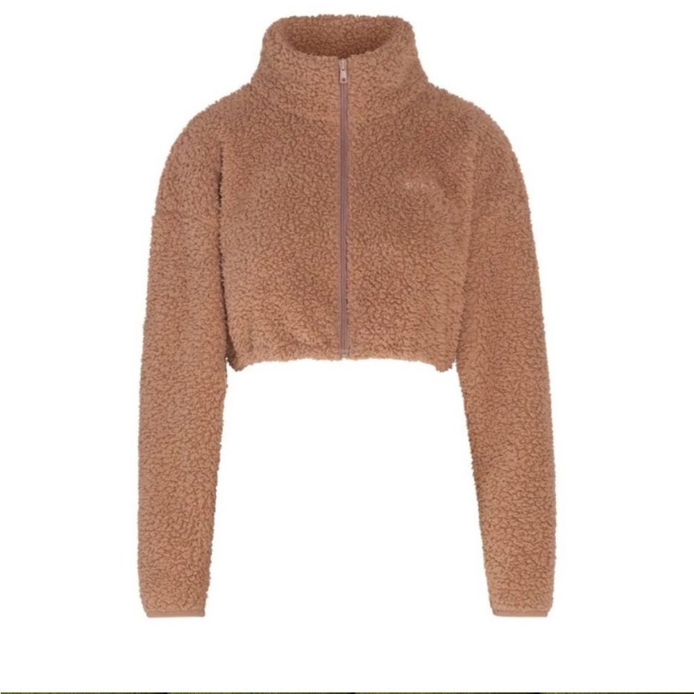 Skims Brown cropped Sherpa jacket #SherpaJacket